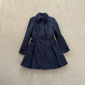 Laundry By Shelli Segal Navy Blue Trench Coat Jacket XS